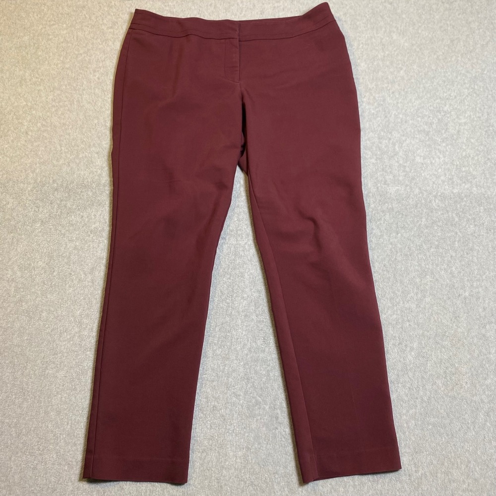 Ann Taylor Factory Modern Fit Pants Womens Sz 12 Burgundy Straight Leg Trousers